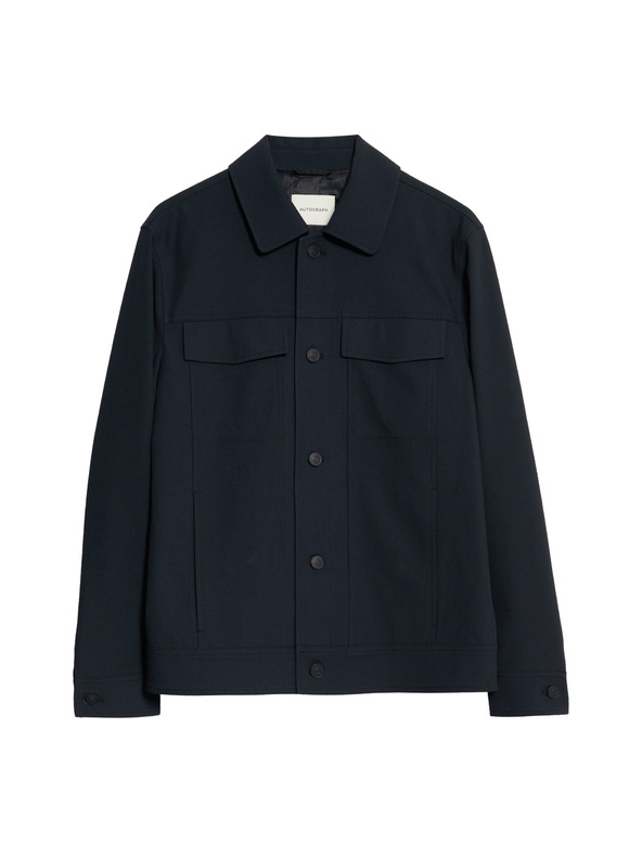 Marks & Spencer Функционално кепрово яке с текстура Marks & Spencer тъмносиньо