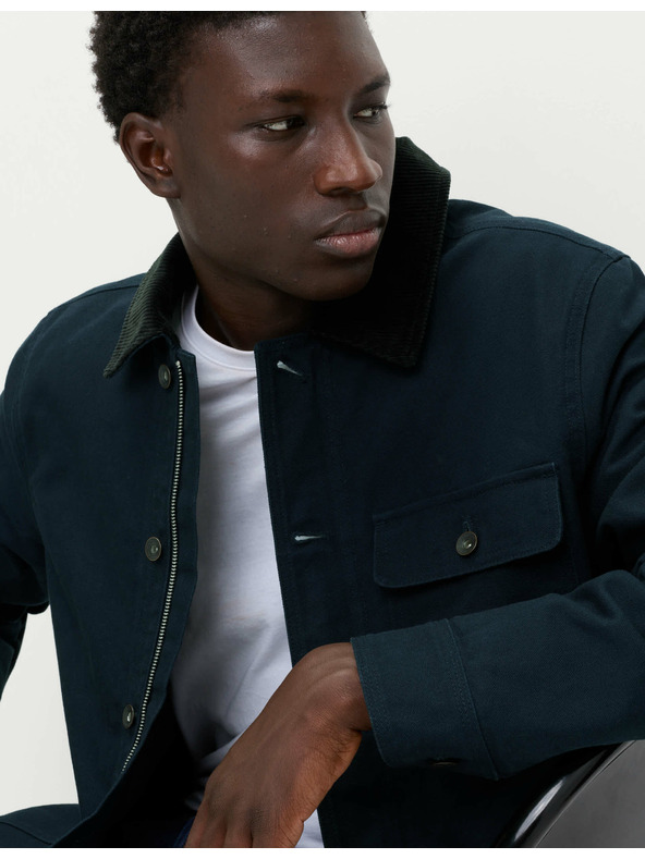 Marks & Spencer Яке от чист памук с 3 джоба Marks & Spencer тъмносин