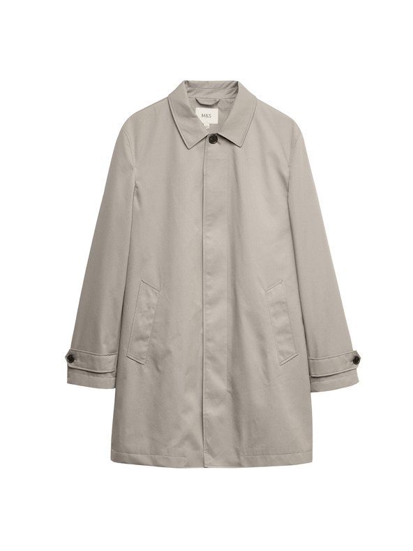 Marks & Spencer Продълговат дъждобран от памучна смес Marks & Spencer сив