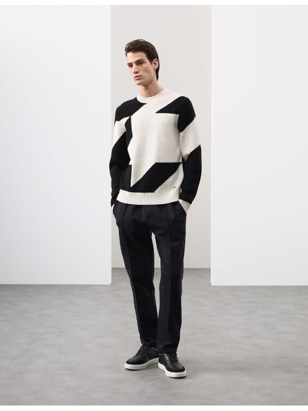 Marks & Spencer Прави долнища Pintuck с висок дял памук Marks & Spencer черни