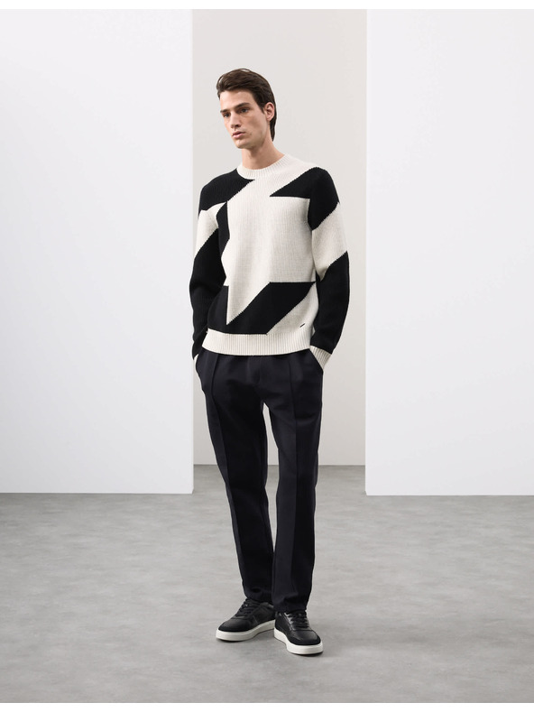 Marks & Spencer Прави долнища Pintuck с висок дял памук Marks & Spencer черни