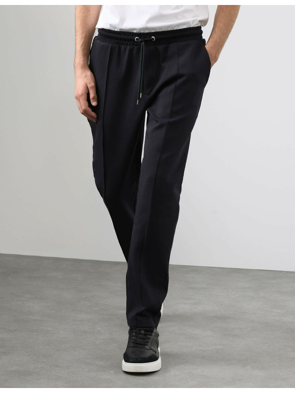 Marks & Spencer Прави долнища Pintuck с висок дял памук Marks & Spencer черни