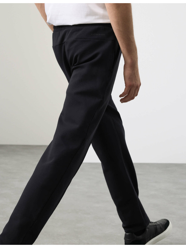 Marks & Spencer Прави долнища Pintuck с висок дял памук Marks & Spencer черни