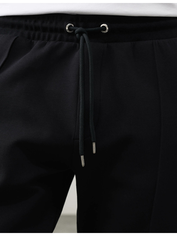 Marks & Spencer Прави долнища Pintuck с висок дял памук Marks & Spencer черни