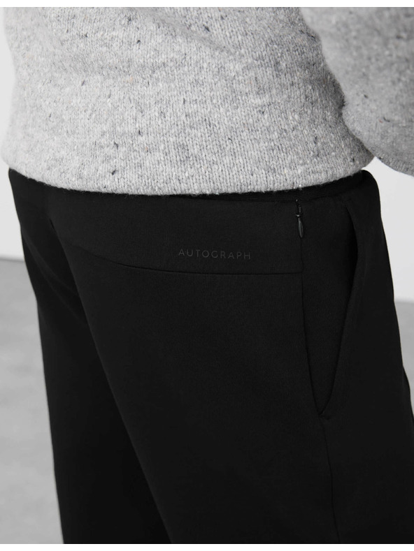 Marks & Spencer Прави долнища Pintuck с висок дял памук Marks & Spencer черни