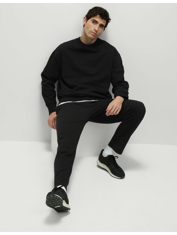 Marks & Spencer Долнища с прави крачоли, връзка и висок дял памук Marks & Spencer черни