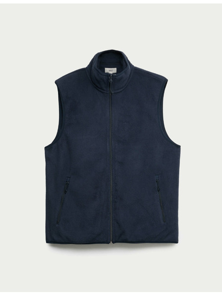 Marks & Spencer Микрофлийсова жилетка с яка Marks & Spencer морско синьо