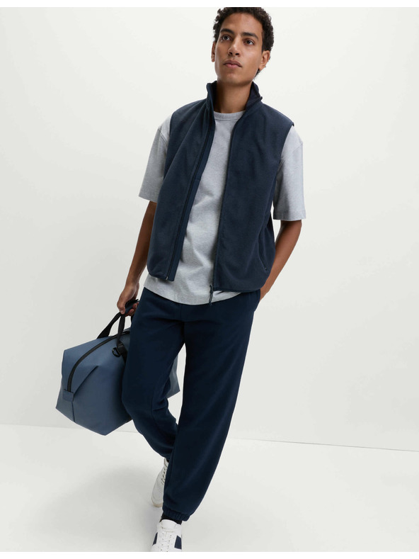 Marks & Spencer Микрофлийсова жилетка с яка Marks & Spencer морско синьо