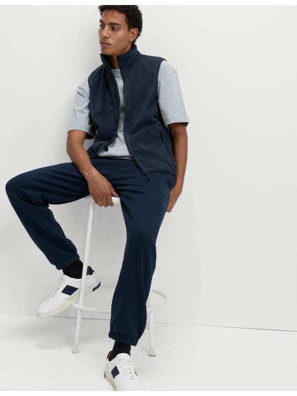 Marks & Spencer Микрофлийсова жилетка с яка Marks & Spencer морско синьо