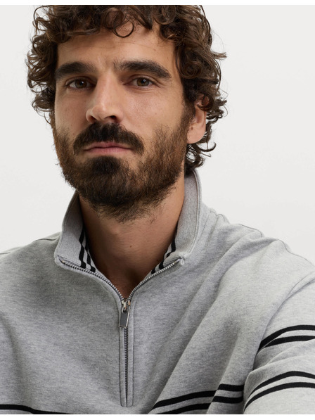 Marks & Spencer Райета суитшърт с цип на врата, от чиста памучна материя Marks & Spencer сива