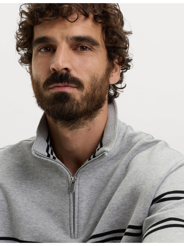 Marks & Spencer Райета суитшърт с цип на врата, от чиста памучна материя Marks & Spencer сива