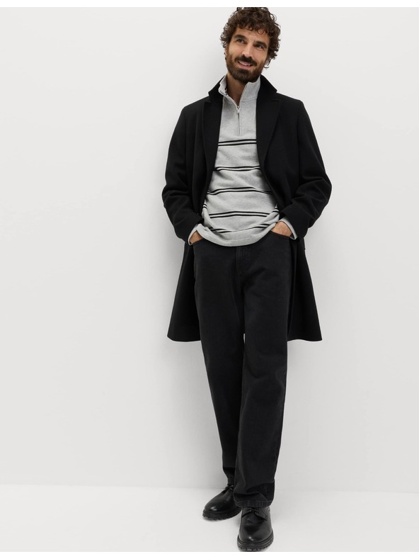 Marks & Spencer Райета суитшърт с цип на врата, от чиста памучна материя Marks & Spencer сива