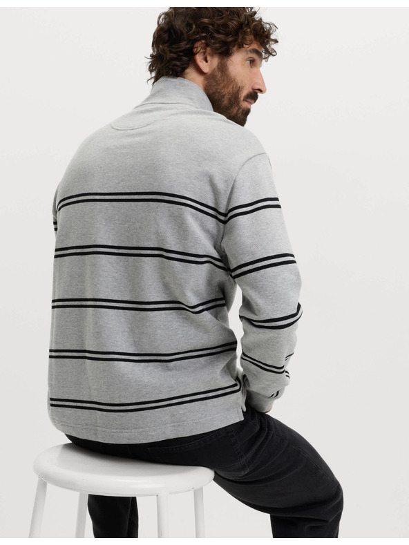 Marks & Spencer Райета суитшърт с цип на врата, от чиста памучна материя Marks & Spencer сива