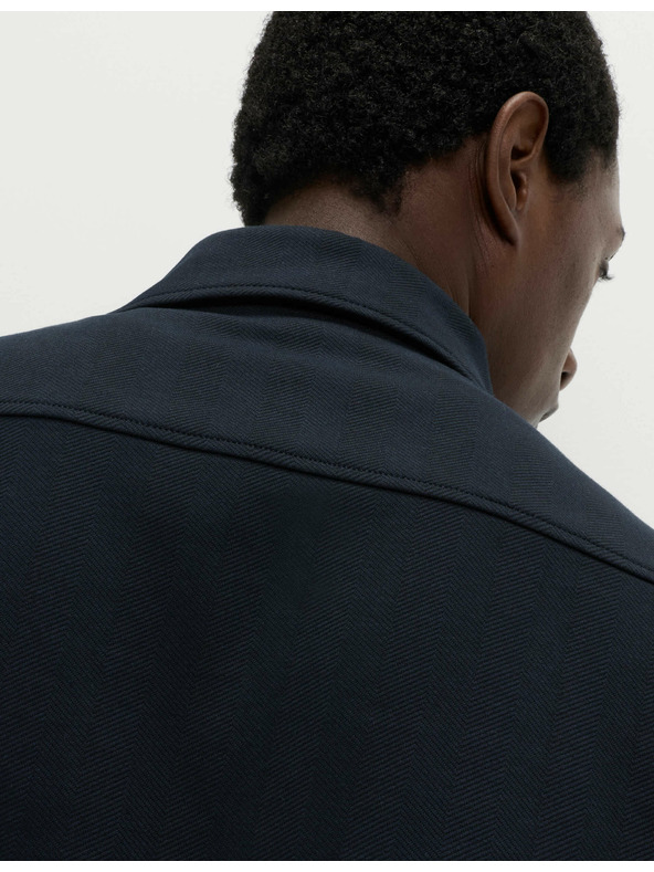 Marks & Spencer Риза тип яке с висок дял памук и десен като рибена кост Marks & Spencer тъмносиня