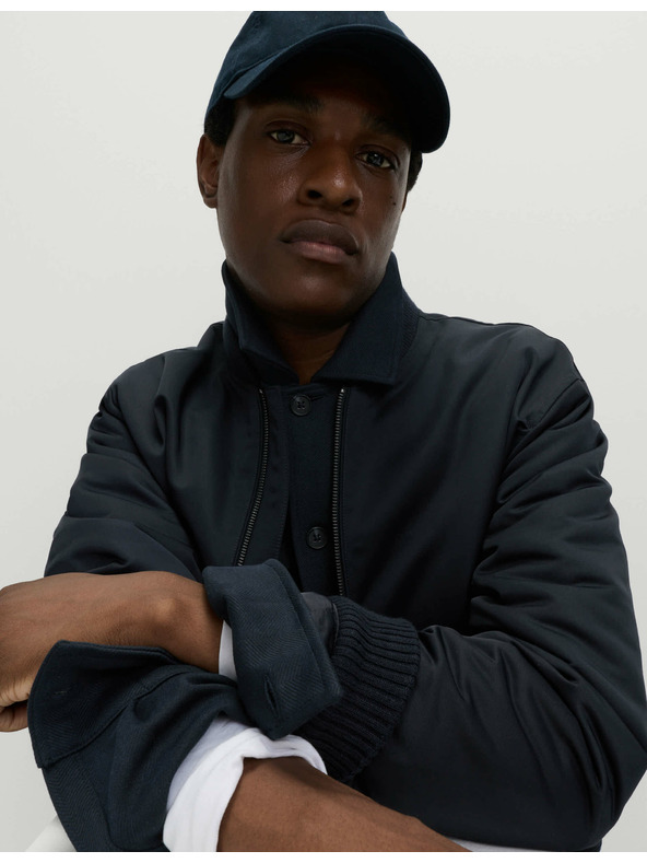 Marks & Spencer Риза тип яке с висок дял памук и десен като рибена кост Marks & Spencer тъмносиня