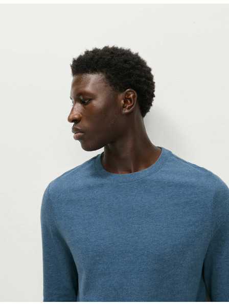 Marks & Spencer Чисто памучна тениска с дълъг ръкав, мека на допир Marks & Spencer синя