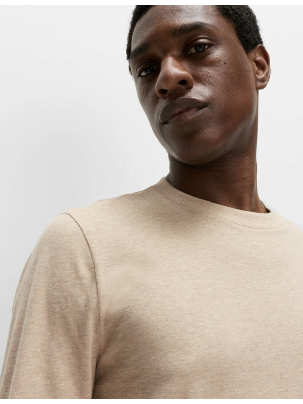 Marks & Spencer Чисто памучна тениска с дълъг ръкав, мека на допир Marks & Spencer бежова