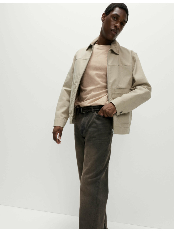 Marks & Spencer Чисто памучна тениска с дълъг ръкав, мека на допир Marks & Spencer бежова