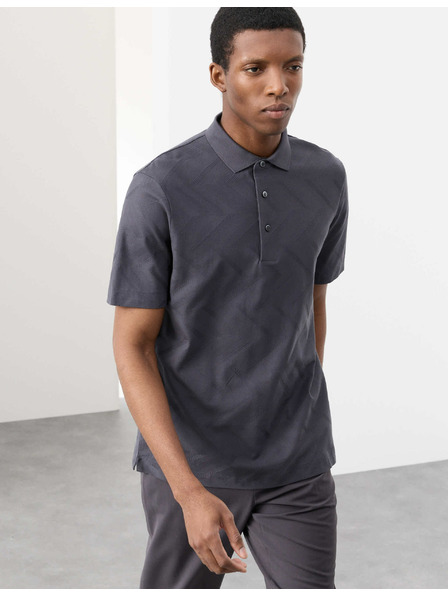 Marks & Spencer Поло тениска с геометричен печат, от 100% памук Marks & Spencer сива