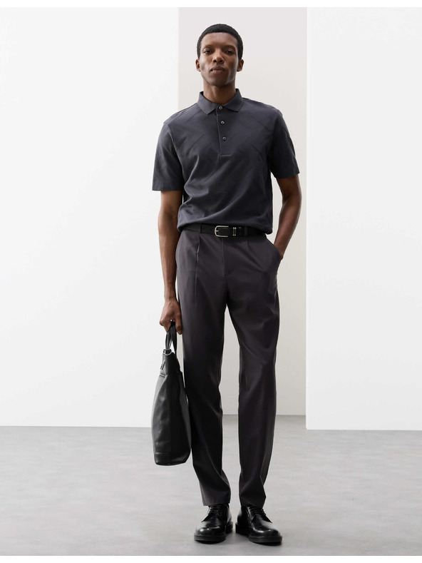 Marks & Spencer Поло тениска с геометричен печат, от 100% памук Marks & Spencer сива