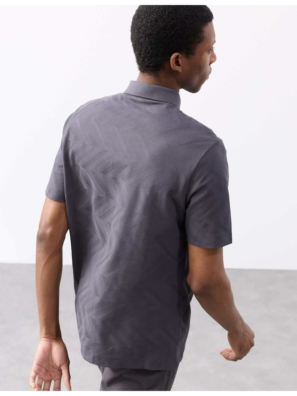 Marks & Spencer Поло тениска с геометричен печат, от 100% памук Marks & Spencer сива