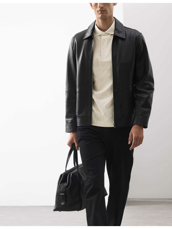 Marks & Spencer Поло тениска с геометричен печат, от 100% памук Marks & Spencer кремава