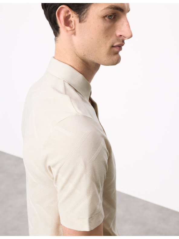 Marks & Spencer Поло тениска с геометричен печат, от 100% памук Marks & Spencer кремава