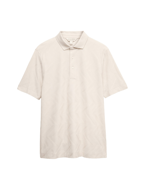 Marks & Spencer Поло тениска с геометричен печат, от 100% памук Marks & Spencer кремава