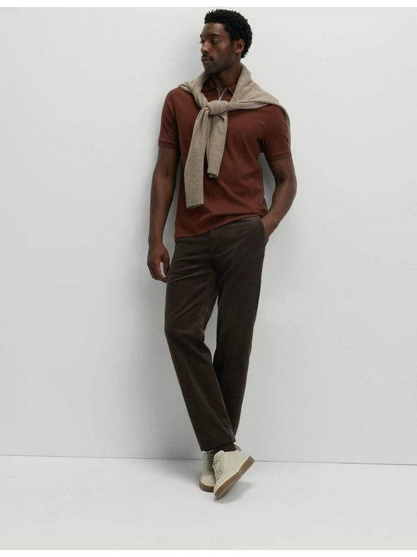 Marks & Spencer Жакардово поло с високо съдържание на памук и цип Marks & Spencer кафяво