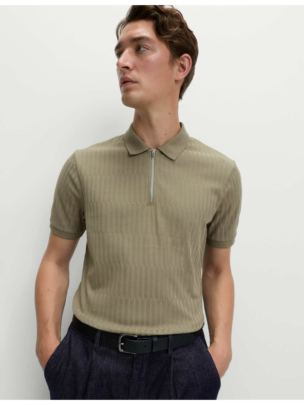 Marks & Spencer Жакардово поло с високо съдържание на памук и цип Marks & Spencer зелено