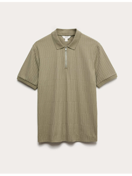 Marks & Spencer Жакардово поло с високо съдържание на памук и цип Marks & Spencer зелено