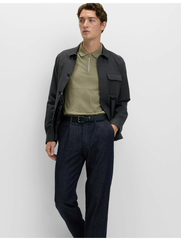 Marks & Spencer Жакардово поло с високо съдържание на памук и цип Marks & Spencer зелено