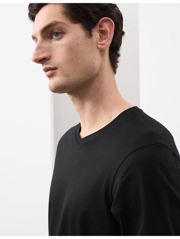 Marks & Spencer Тениска с V-образно деколте от чист Supima® памук Marks & Spencer черна