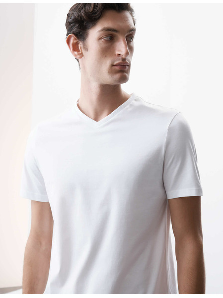 Marks & Spencer Тениска с V-образно деколте от чист Supima® памук Marks & Spencer бяла