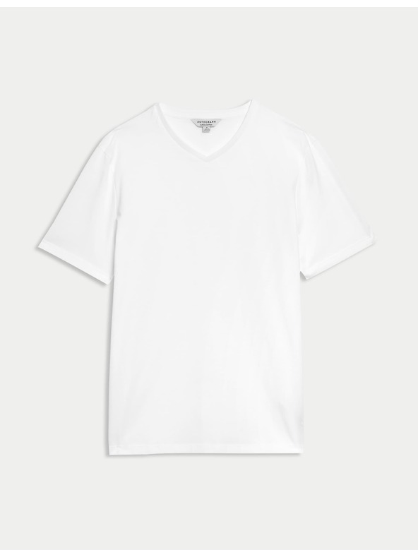 Marks & Spencer Тениска с V-образно деколте от чист Supima® памук Marks & Spencer бяла