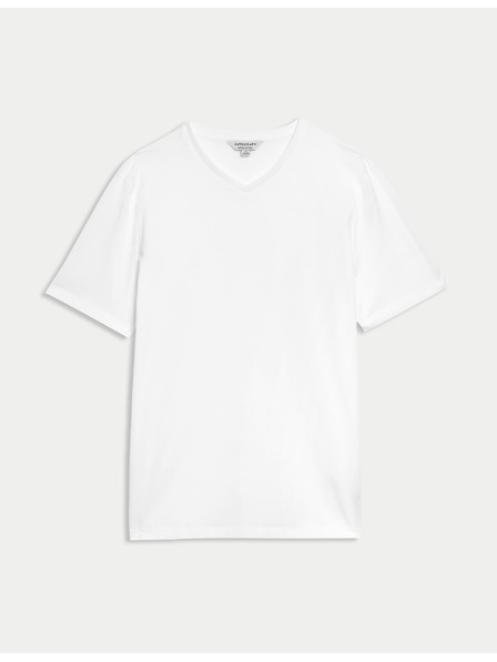 Marks & Spencer Тениска с V-образно деколте от чист Supima® памук Marks & Spencer бяла