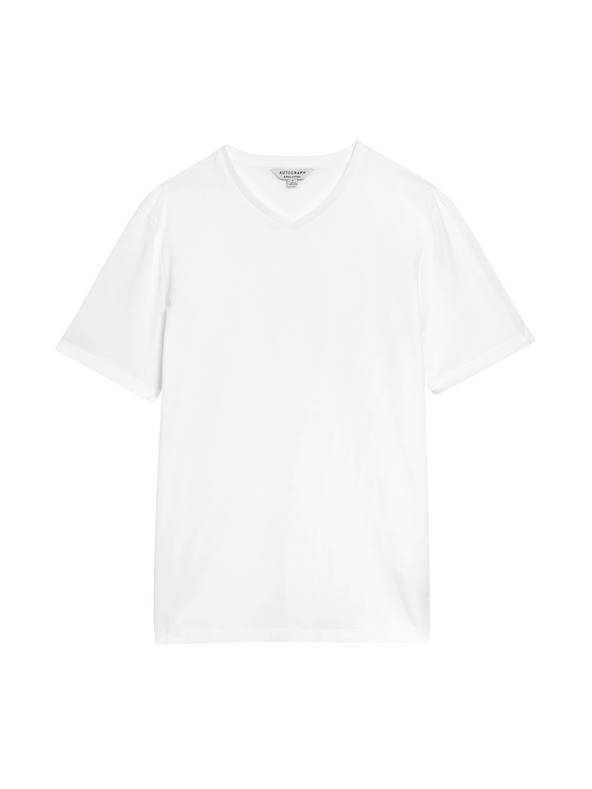 Marks & Spencer Тениска с V-образно деколте от чист Supima® памук Marks & Spencer бяла