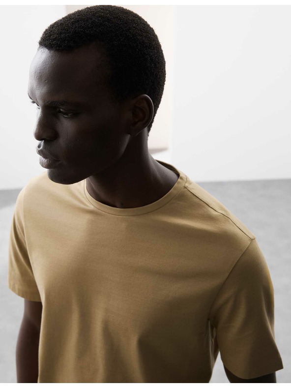 Marks & Spencer Тениска от премиум памук, тесен силует Marks & Spencer кафява