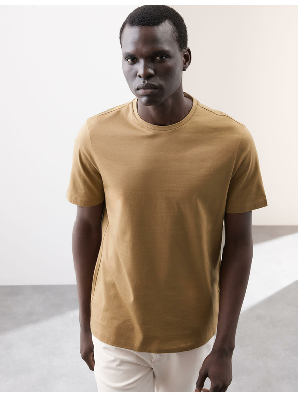 Marks & Spencer Тениска от премиум памук, тесен силует Marks & Spencer кафява