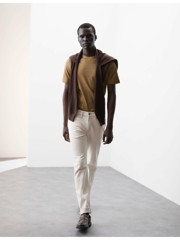 Marks & Spencer Тениска от премиум памук, тесен силует Marks & Spencer кафява