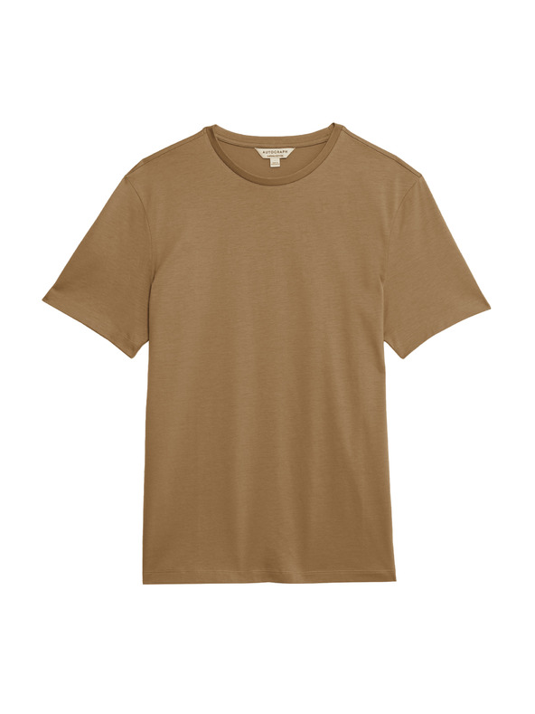 Marks & Spencer Тениска от премиум памук, тесен силует Marks & Spencer кафява