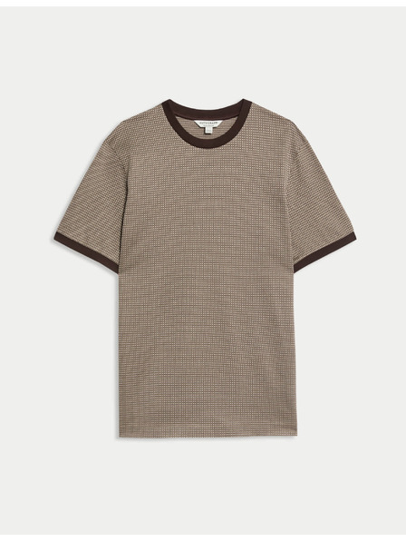 Marks & Spencer Жакардова тениска от чист памук Marks & Spencer кафява