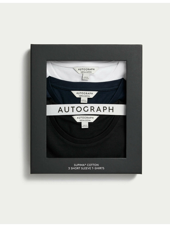 Marks & Spencer Тениска от чист Supima® памук, 3 бр. Marks & Spencer тъмносиня