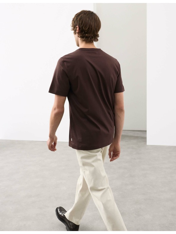 Marks & Spencer Тениска от премиум памук, тесен силует Marks & Spencer кафява