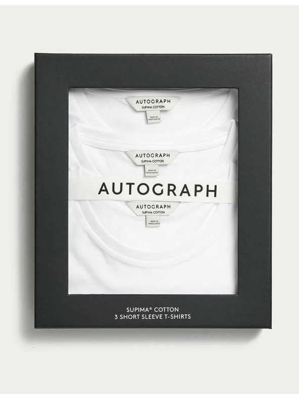 Marks & Spencer Тениска от чист Supima® памук, 3 бр. Marks & Spencer бяла