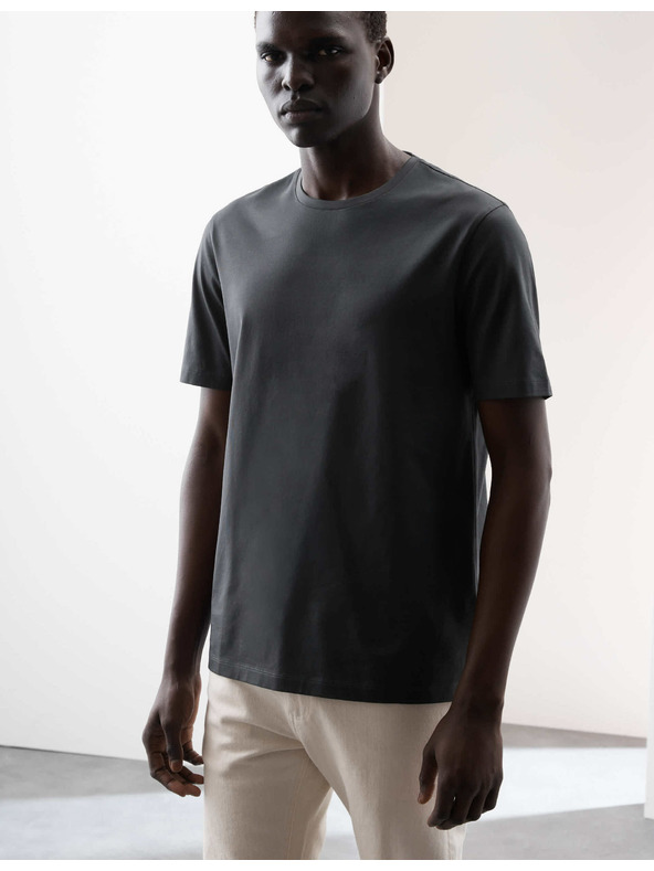 Marks & Spencer Тениска от премиум памук, тесен силует Marks & Spencer сива