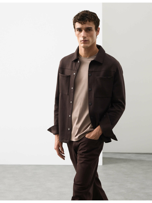 Marks & Spencer Тениска от премиум памук, тесен силует Marks & Spencer кафява