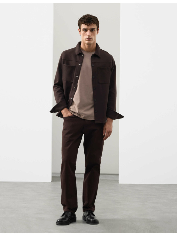 Marks & Spencer Тениска от премиум памук, тесен силует Marks & Spencer кафява