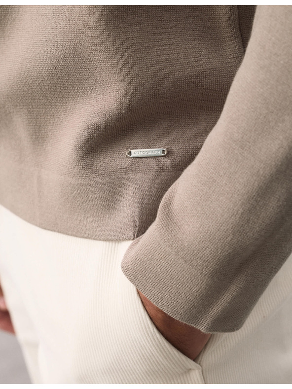 Marks & Spencer Поло риза Milano Knit с разхлабен цип Marks & Spencer кафява