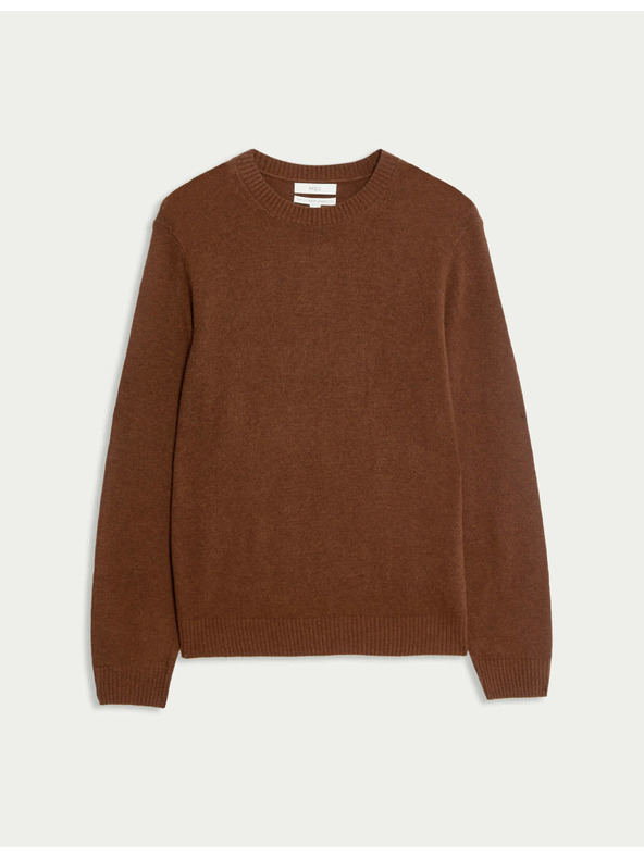 Marks & Spencer Суитшърт с деколте до врата от агнешка вълна Marks & Spencer кафява